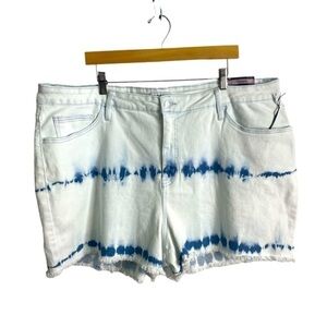 Ava & Viv denim jean shorts tie dye no gap waistband white blue bottom Sz 24W